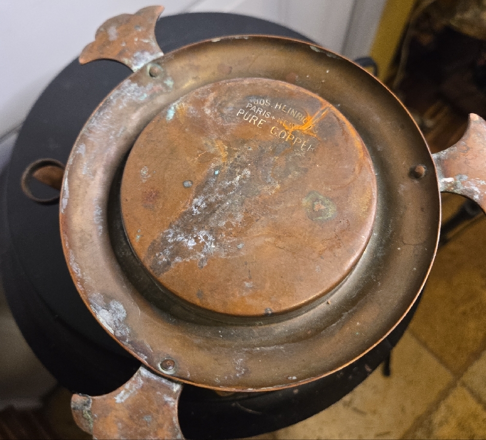 Joseph Heinrichs Paris New York Pure Copper Chafing Dish with Lid And Platter - Picture 13 of 16